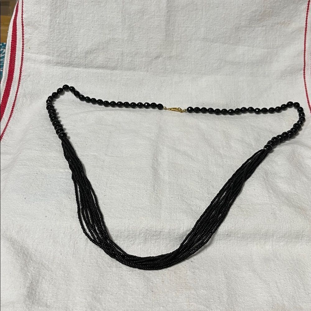 Vintage Black Beaded Necklace